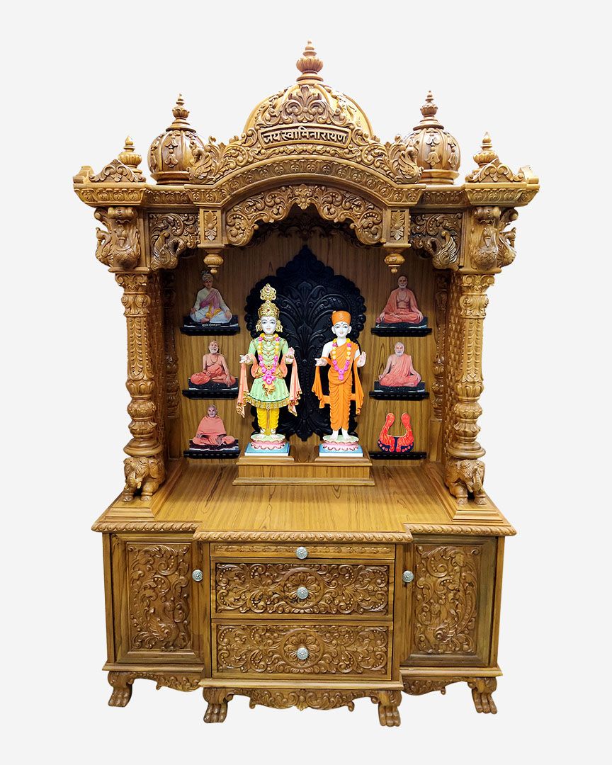 Wooden Mandir (Teak) - Natural Polish