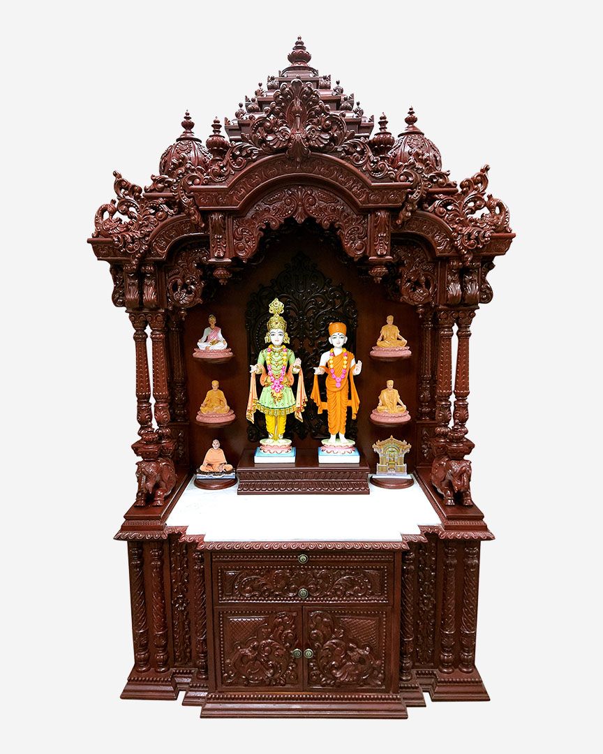 Wooden Mandir (Teak) - Cherry Polish
