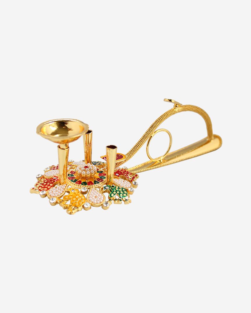 Decorative Aarti (Golden Color)(3 wicks)
