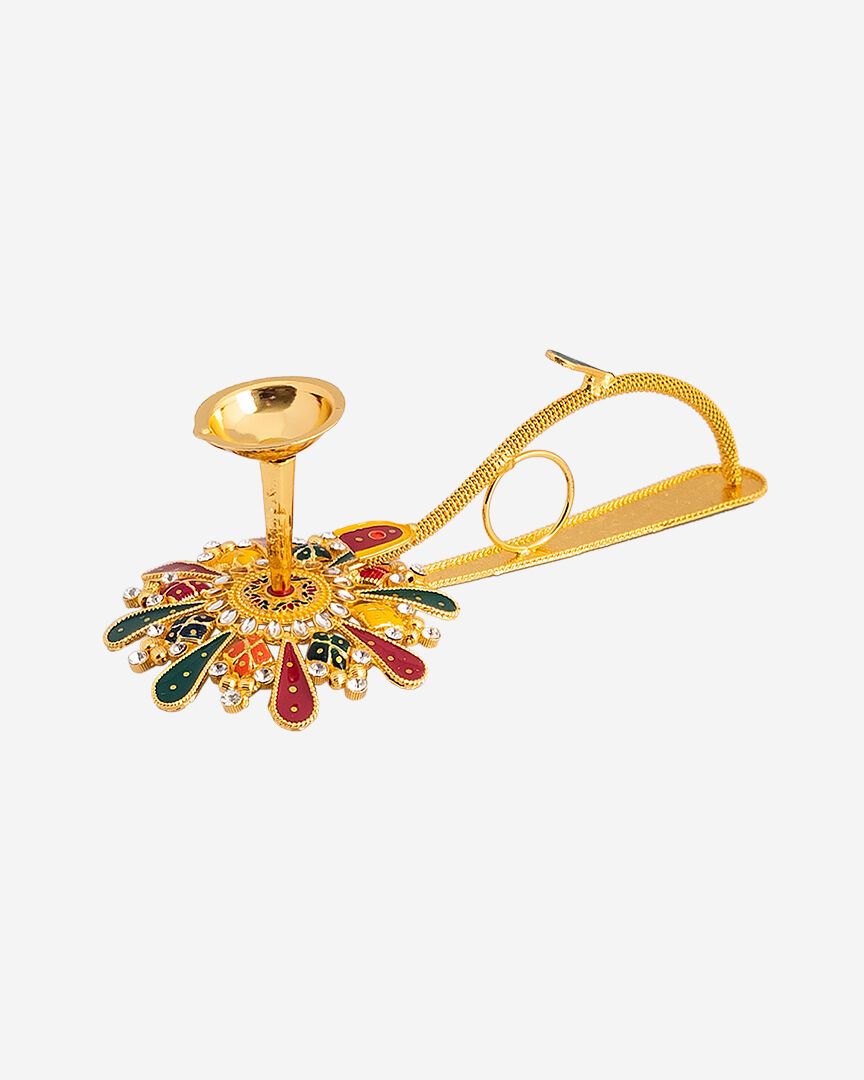 Decorative Aarti (Golden Color)(1 wicks)